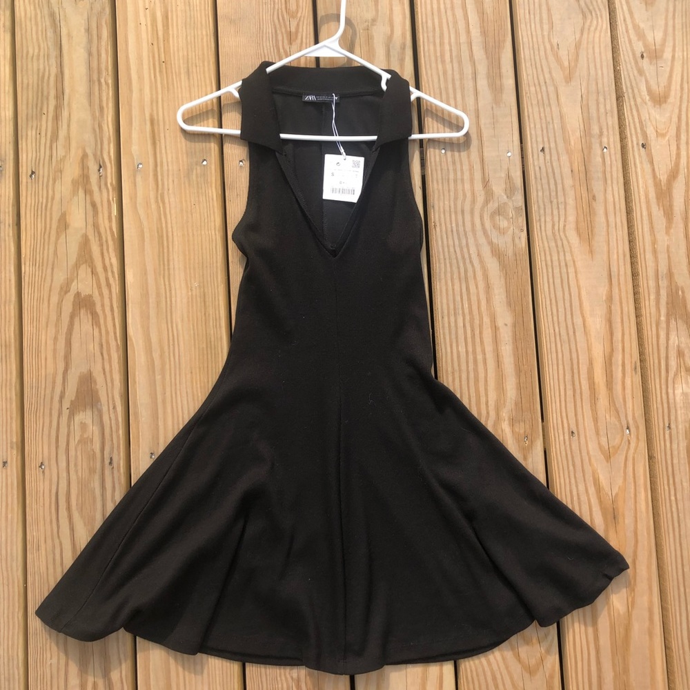 Zara black tennis dress with collar size small. Very comfortable Casual feel.